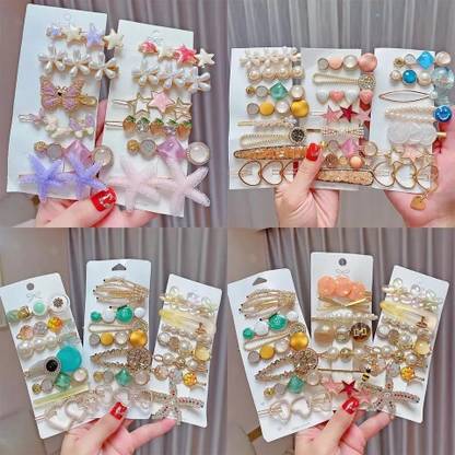 Amirah 8 Pcs Korean Style Pearl Barrettes Womens Headdress Jewelry Hair Accessories set Hair Clip