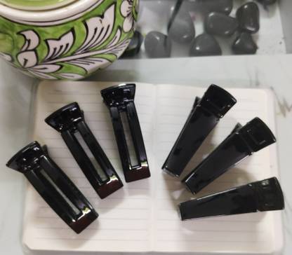 DELEENA Bold Black Banana Clutcher For Women & Girls||Pack of 6|| 2 Unique Design|| Banana Clip