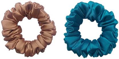 DressTooMatch Dress to Match Charming Satin Scrunchies Pack of 2 - Peach and Ocean Blur Tic Tac Clip