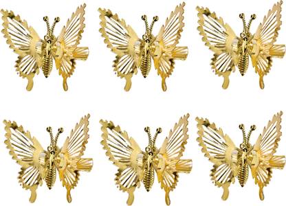 Fezzalo 6 Pcs Premium 3D Moving Metal Butterfly Hair Claw Clips for Girls, Kids & Women Hair Claw