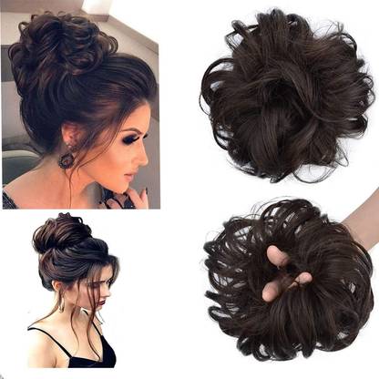 Kaima Hair Messy Bun Hair Accessories Hair Elastic Bun Real Hair (Pack of 2) Bun