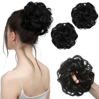 WONDER CHOICE 2PC Messy Hair Bun Maker Piece Hair Extension , Elastic Rubber Band Scrunchies Bun
