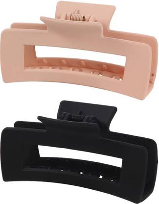 Xivir 2 Pack Hair Claw Clips for Women, Neutral 4.1" Big Claw Clips, Square Non-slip Hair Claw