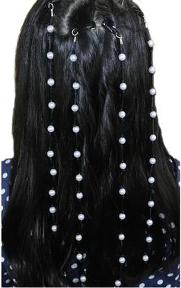 kamule pearl hair wrap strings with knotted thread and pin set of - 4 Tic Tac Clip