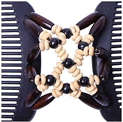 VACULACE Magic Double Row Wooden Butterfly Stretchy Hair clutcher for Women Hair Clip