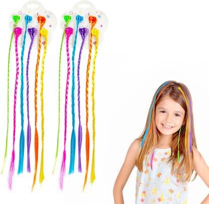 THE MAXIM Pack of 12 Children's Hair Extensions, Nylon Braided Hair Hair Clip