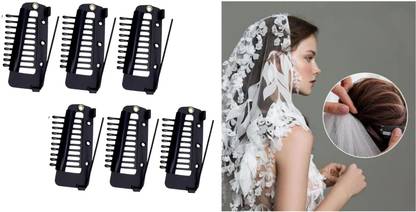 OLLIVOO 6 Pc Chunni Dupatta Clips with Safety Pin, 10-Teeth Strong Chunni Grip Hair Pin