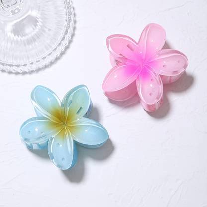 ASA 2Pcs Large Glossy Plumeria Flower Hair Clutcher Hair Claw