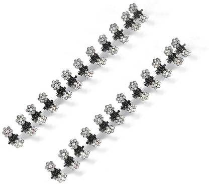 NANDANA COLLECTIONS 12 Pcs Small Crystal Flowers Metal Hair Claws Mini Hair Clips Baby Hairpins Hair Clip