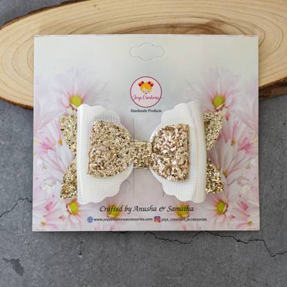 Joy's Creations Gracefull Glitter Hair Clip with Finest Quality Material for Girl (Cream) Back Pin