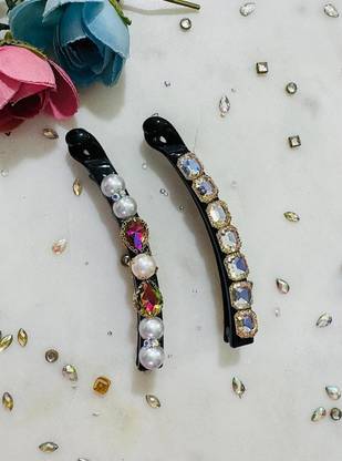 DEEPTI CHANDNA DESIGNS Exclusive & Elegant Handcrafted Square Moonlight Stones Clip for Girls Banana Clip