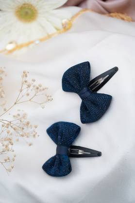 RibbonCandy Shiny Party Bow on Tic-tac Pin - dark blue Tic Tac Clip
