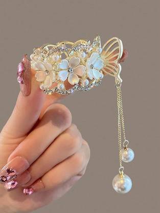 BEING BELLA 1 Pc Fancy Metal Hair Claw Ponytail Thin Medium Hair Accessories for Women Girls Hair Claw