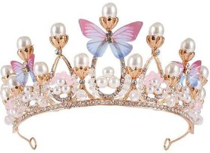 DZOVAG Butterfly Princess Tiara Headband Girls Crown for Girls Hair Clip