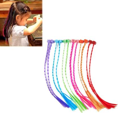 sparkal Korean style Women's and Girls multi colour Hair Extensions pack of 12 Braid Extension