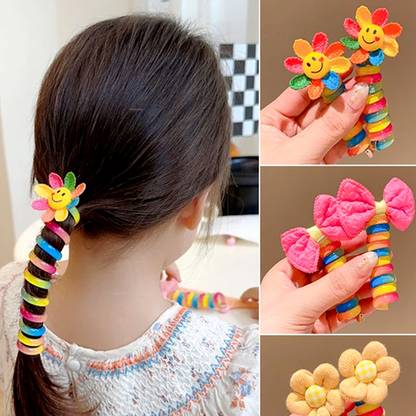 Conjoin Random Character Telephone Wire Spiral Hair Ties Rubber Band for baby girls Rubber Band