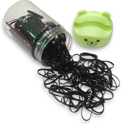 Creeknest Premium Quality Unisex Daily Use Cute Little Bottle with Colorful Disposable Hair Ties Ponytail Soft Elastic Rubber Hair Band (200 Pcs) Rubber Band