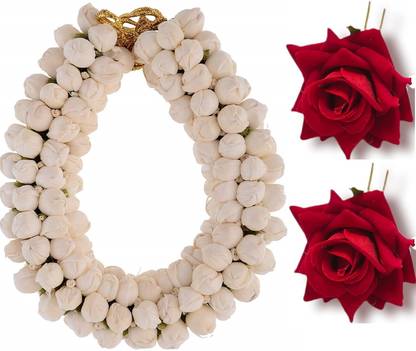 Kaima Combo of Artificial Hair Bun Gajra and Rose Juda Hair Clip Hair Accessory Bun Clip