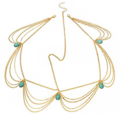 Unwind by Yellow Chimes Gold toned Stone Studded Multilayerd Head chain Hair Chain