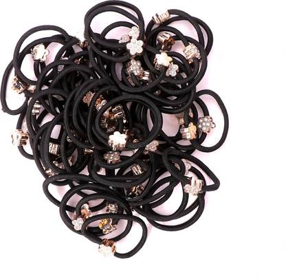 Shippara Beautiful Silver Stone Elastic Hair Rubber Bands For Hair Ties For Girls (30pcs) Rubber Band