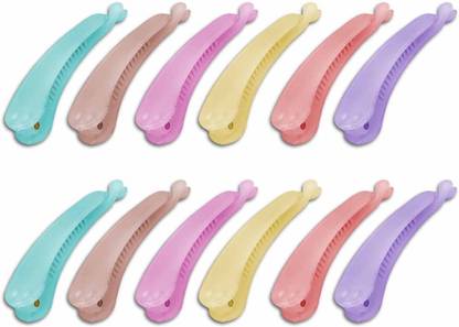 Airtick Set Of 12 Pcs Ice-Matte Multicolor Banana Style Clutcher/Clips For Girls & Women Banana Clip