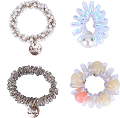 Zabroskie 4 Imported & Unique Combo of Hair Crystal Rubber Bands-Multipurpose Hair Band