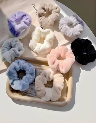 VedaCraft Soft Fur Hair Scrunchies Rubber Band Set of 5 Rubber Band