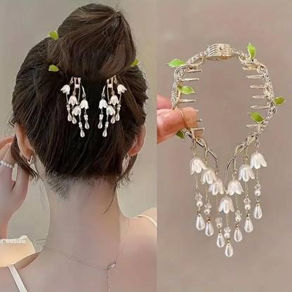 MEDBUDDY Lily Flower Rhinestone Bun Holder Bun Clip