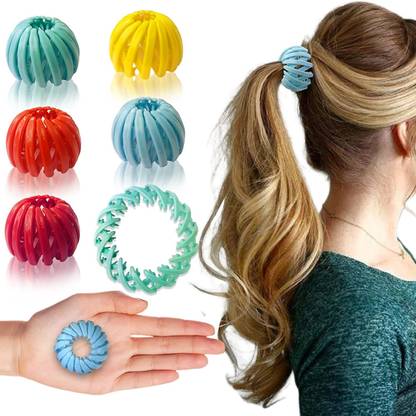 Creeknest Horsetail Buckles Hair Clip for Women and Girls | Vintage Bird's Nest Bun Maker | Ponytail Buckle Hairstyle Tools - 6 Pcs (Multicolor) Bun Clip