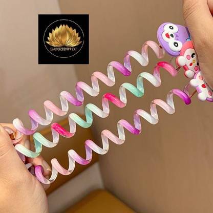 Samridhi DC Pcs Spiral Ponytail Holder for Girls Kids Rubber Hair Band  (Multicolor)