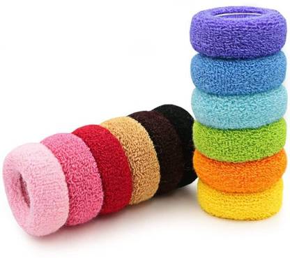 KOTTYKOTTY Thick Hair Ties for Thick Hair Terry Cloth Hair Elastics Hair Bands 12 pcs Rubber Band