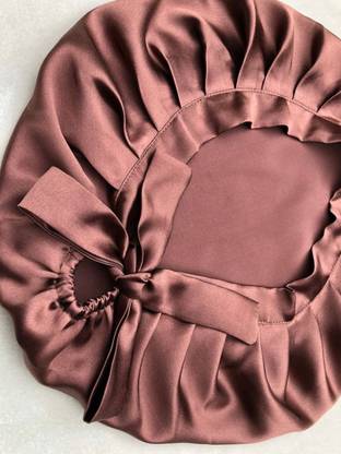 Attune Handmade SilkSatin Hair Bonnet with 3 scrunchies Reversible Haircap forsleeping Hair Accessory Set