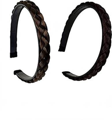 ASG  2 pcs Synthetic Braided / Head Accessories Combo Hair Band  (Black, Brown)
