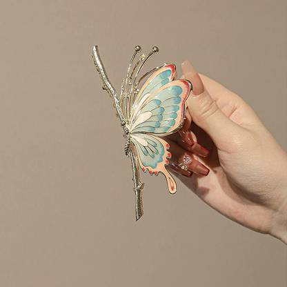 VSAKSH Large Non-Slip Strong 3D Metal Butterfly Hair Claw Clips Hair Claw