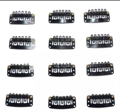 Growth 12pcs Black Snap Clip For Hair Extension wig weft 32mm (Black) Hair Clip