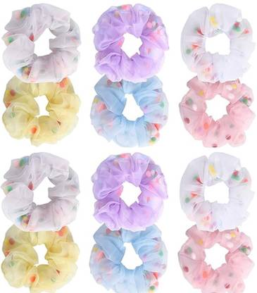 navjai 12pcs Hair Scrunchie Elastic Ponytail Holder Mesh Scrunchy Hair Tie Elastic Rope Rubber Band