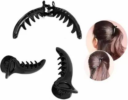 MANMORA SMALL SIZE BLACK COLOR HAIR BANANA CLIP FOR GIRLS PACK OF 3 Banana Clip