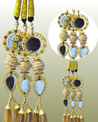 Sunduseva Gold Parandi | Pearl & Mirror Decorated  Accessory Hair Extension