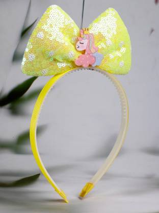 stol'n Sequin Bow & Unicorn Embellished Hair Band-Yellow Hair Band
