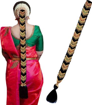 PINAAKA DARINI Maggam Work Poola Jada for Wedding Bridal Bharatanatyam Savaram Hair Braid Braid Extension