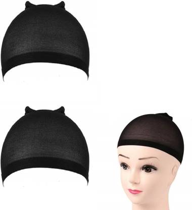 ABS Free Size Hair Mesh Net Cap for Wig Black (2 Pcs) Hair Accessory Set
