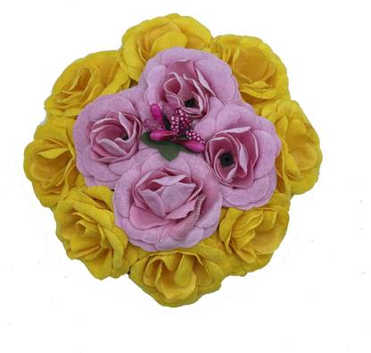 VinshBond Fancy Artificial Flower Bun Hair Gajra Juda, Girls/Women (Pack _01) Multi. Bun