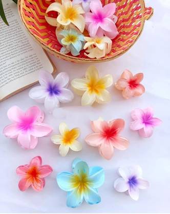 Elecsera Big Flower Shape Hair Claw Clip For Long Hair for Girls & Women's- 12pcs Hair Claw