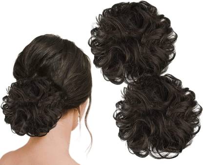 hstyle store Artificial Bun Makers with Elastic Rubber Band, Natural Brown (pack of 2) Bun