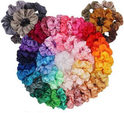Abrish Multicolour Silky Satin Scrunchies Soft Hair Set for Women Rubber Band