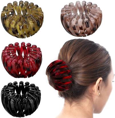 THE MAXIM 4 Pcs Bird Nest Magic Hair Clip Ponytail Holders Lazy Birds Nest Plate Hairpin Hair Claw