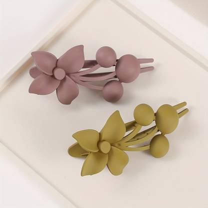 Freebies Decorative Matte Flower Big Juda Clip Clutcher Set of 2 (Any 2 Colors) Bun Clip