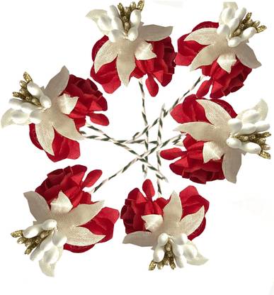 AROOMAN Fancy Flower Hair Juda/Bun Pin,Accessores For Girls,Women Pack-06,(Red) Bun Stick