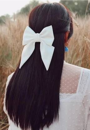 Rhosyn Satin Layer French Style Bowknot White Bow Hair Clip Hair Accessories g Hair Clip