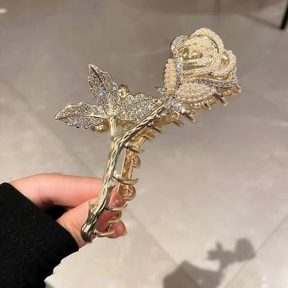 singh pretty Rose Hair Clip Shiny Golden Metal Hair Claw Clip 1 pcs Hair Claw